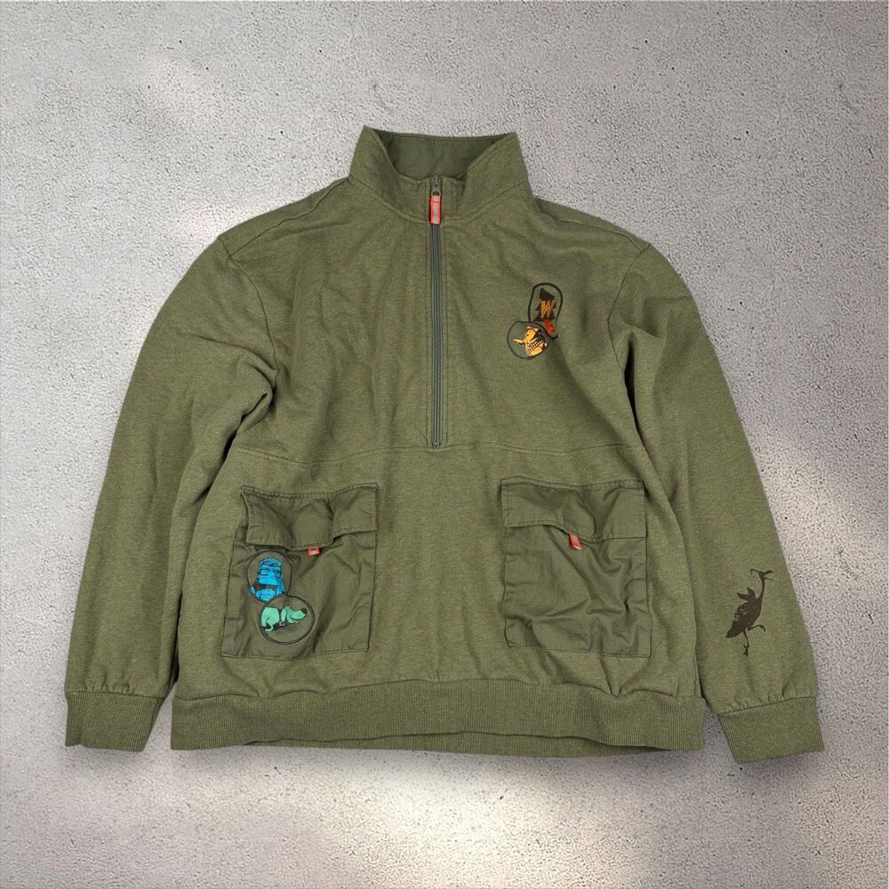Disney Up Wilderness Explorer Pullover Unisex XL Green Fleece Forestcore Earthy
